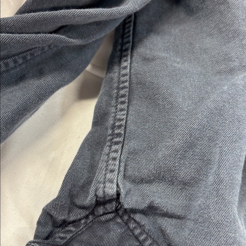 MOTHER Gray collard button down linnen blend long sleeve pocket shirt S - Picture 9 of 13